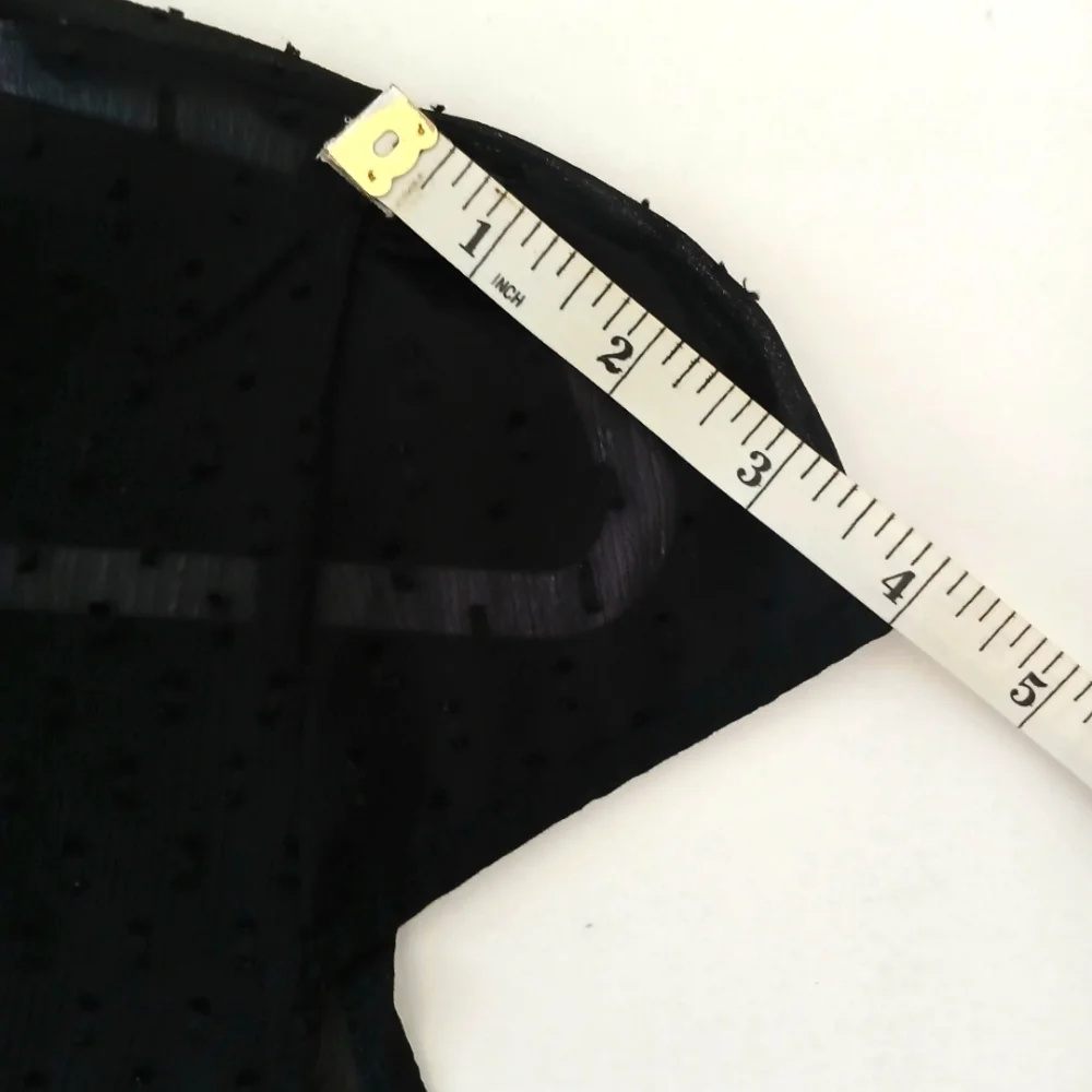 MOLLY BRACKEN Black Swiss Dot Sheer & Jersy  Women's Top Cap slv   Sz S - Picture 13 of 16